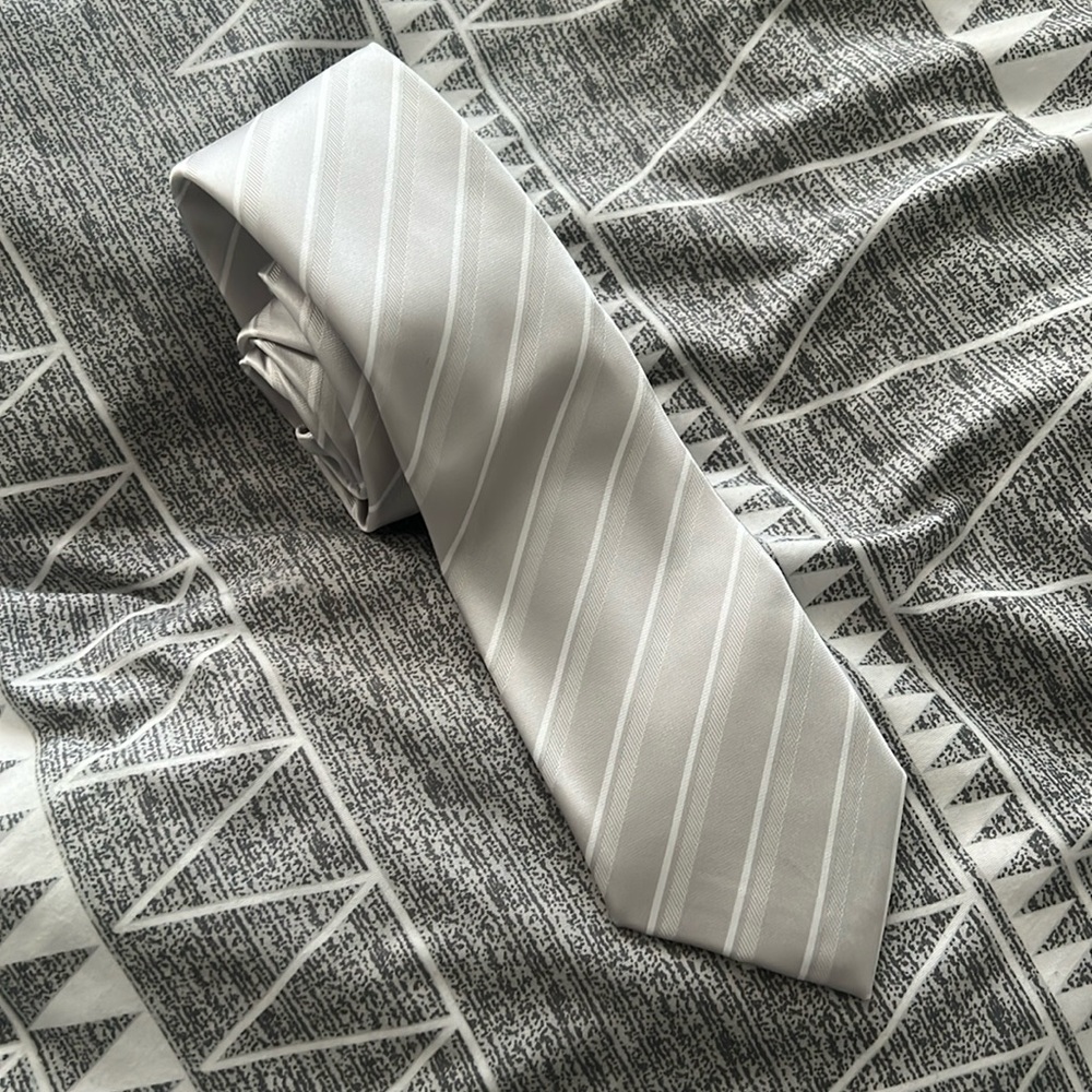 Rosso Bianca SILK GREY WHITE TIE